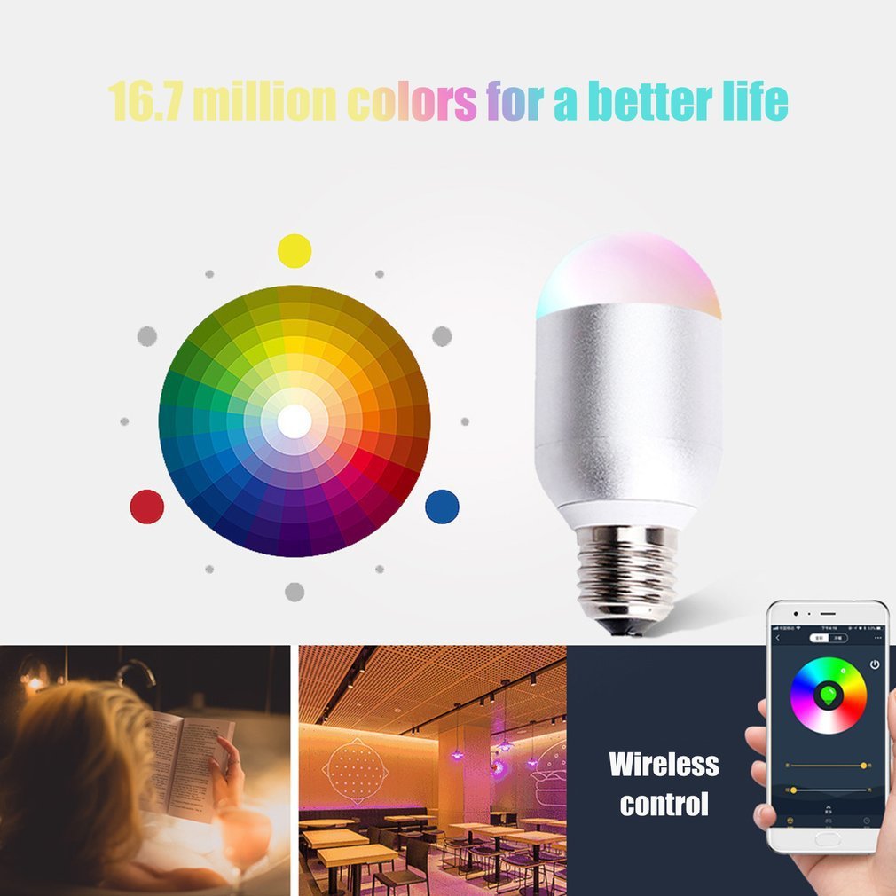 App-controlled RGB LED bulb with scheduling and automation
