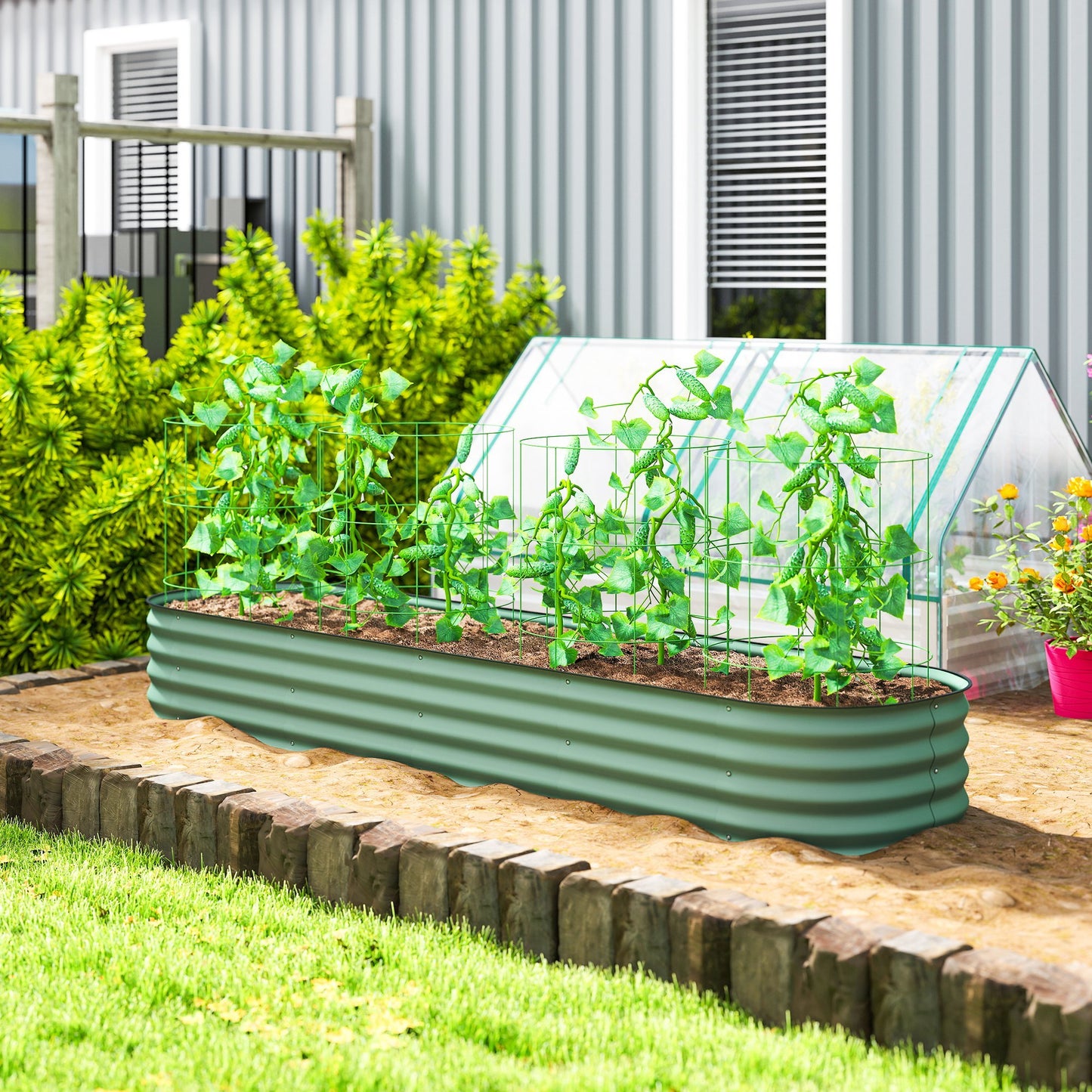 7.9 ft Galvanized Raised Garden Bed – Heavy-Duty Outdoor Planter Box (Open-Bottom Design)