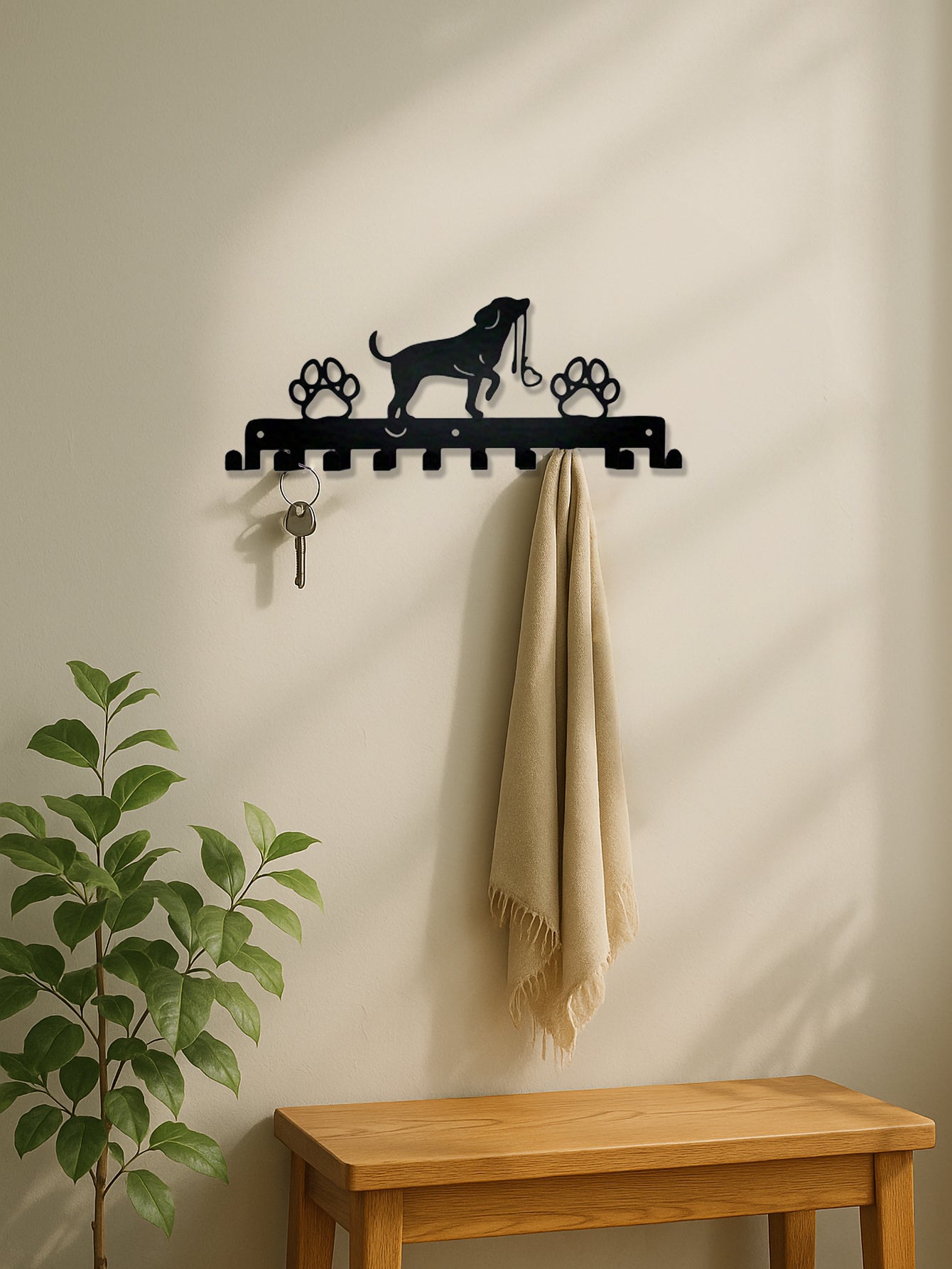 Rustic Wall Rack with Hooks – Space-Saving Coat, Hat & Towel Organizer