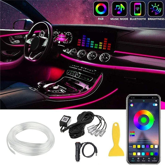 Car Interior Fiber Optic Ambient Light Kit – RGB 64 Colors (USB, Multi-Zone)