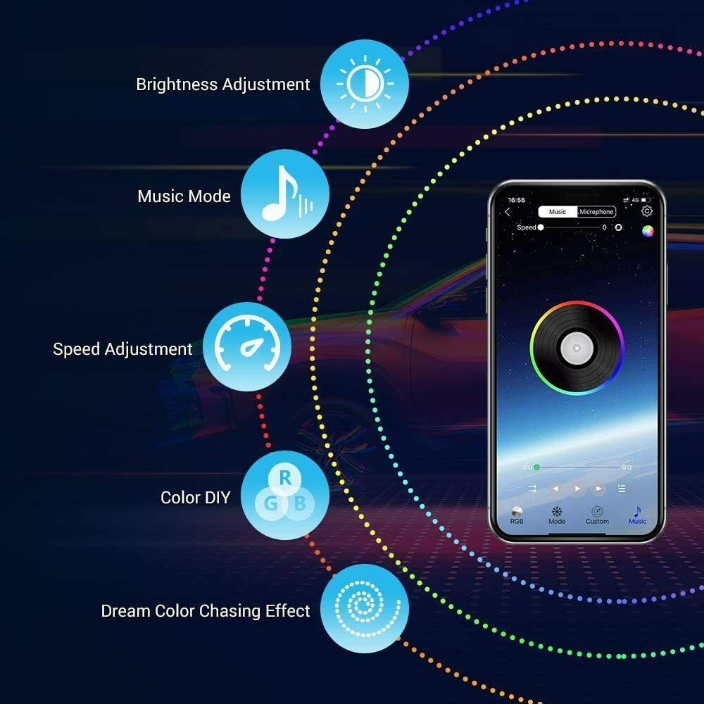 APP controlled car underbody lighting RGBIC