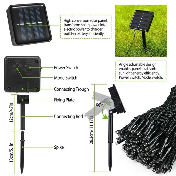 Fairy lights 12m with solar panel for outdoor décor