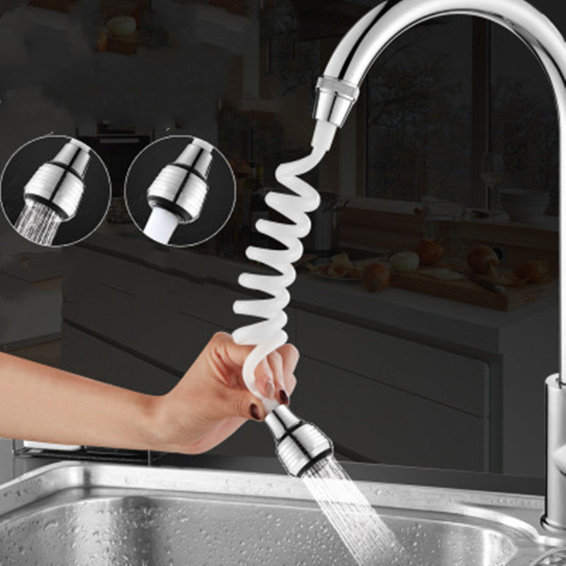 Flexible telescopic kitchen faucet hose extender for water-saving and easy washing
