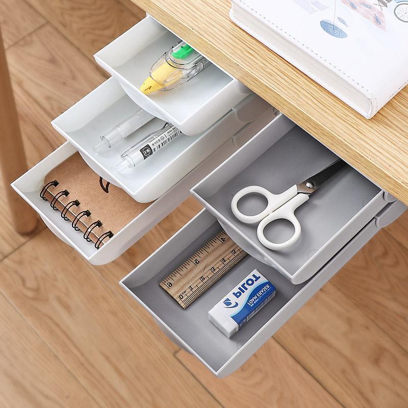 Hidden Under-Desk Drawer Organizer – Stick-On Storage Box