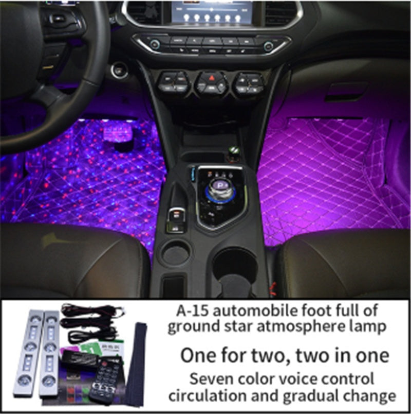 Car LED Star Projector – Interior Ambient Star Light | USB + Remote / Voice Control