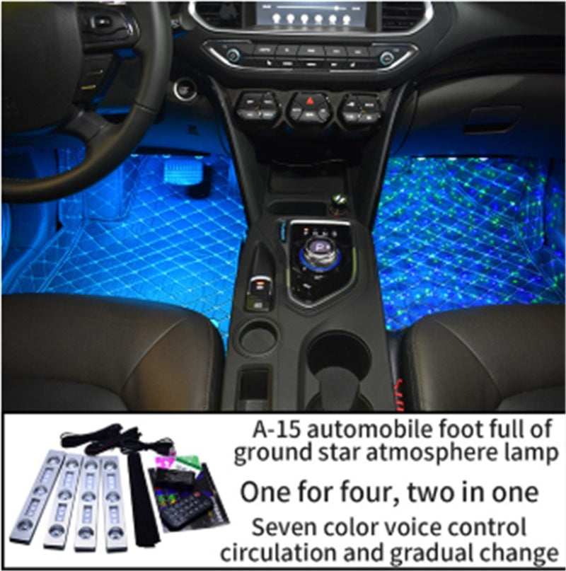 Car LED Star Projector – Interior Ambient Star Light | USB + Remote / Voice Control