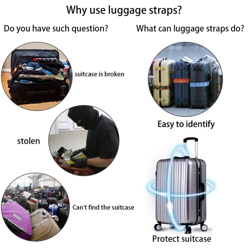 Adjustable Nylon Lock Travel Luggage Strap – Protective Suitcase Packing Belt (4 Colors)
