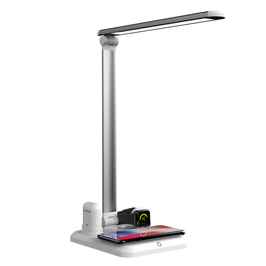 Four-in-One Desk Lamp with 10W Wireless Charging – Modern LED Touch Desk Lamp (Black / White)