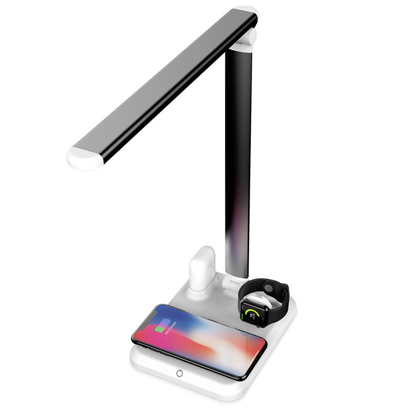 Four-in-One Desk Lamp with 10W Wireless Charging – Modern LED Touch Desk Lamp (Black / White)