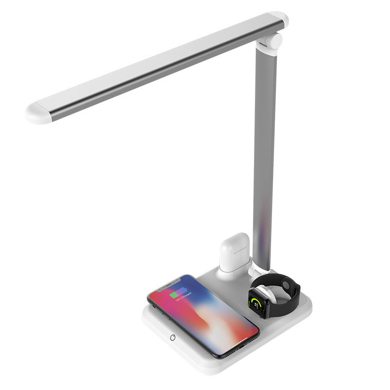 Four-in-One Desk Lamp with 10W Wireless Charging – Modern LED Touch Desk Lamp (Black / White)