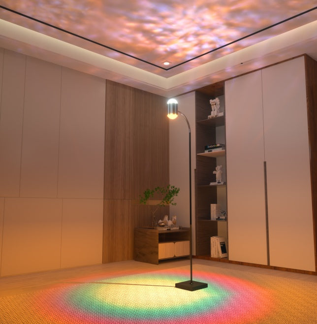 Sunset + Aurora Dual-Head Floor Lamp | Ambient LED Projection Light