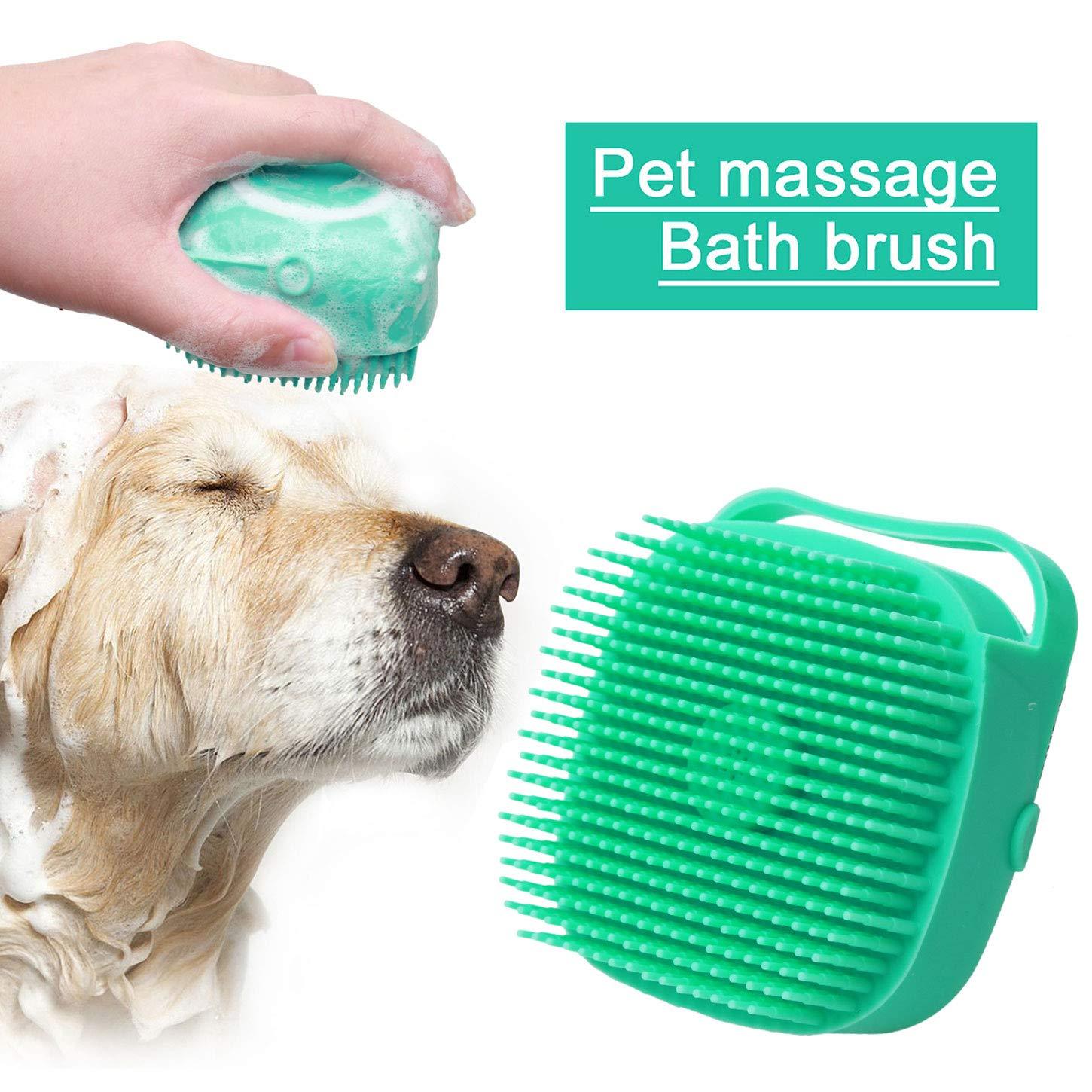 Soft silicone 2-in-1 pet shampoo massager brush for bathing and grooming cats and dogs
