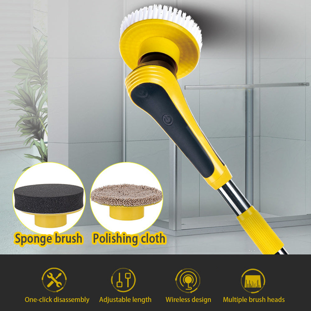 IPX7 waterproof telescopic scrubber with multiple heads