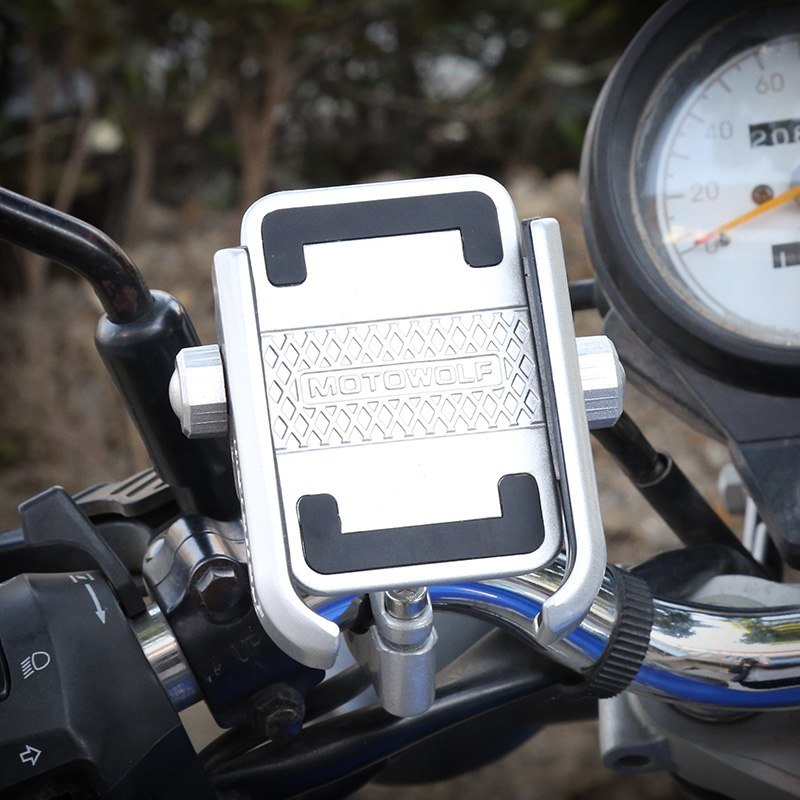 Aluminum Alloy Bicycle Phone Holder – Universal Handlebar Mount (Gold / Black)