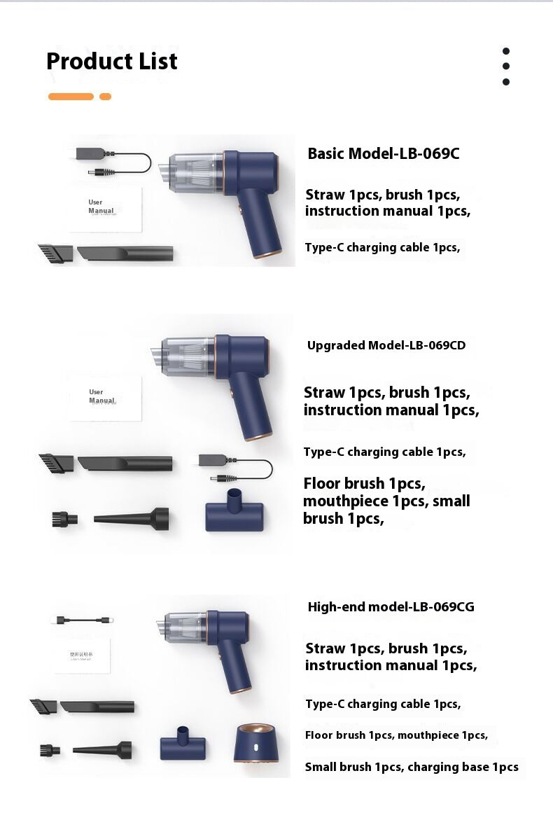 Wireless Handheld Car Cleaner – Multi-Function Rechargeable Mini Vacuum (High-End & Upgraded Versions)