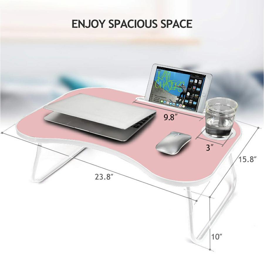 Portable Laptop Bed Desk – Foldable Lap Desk with Cup Holder