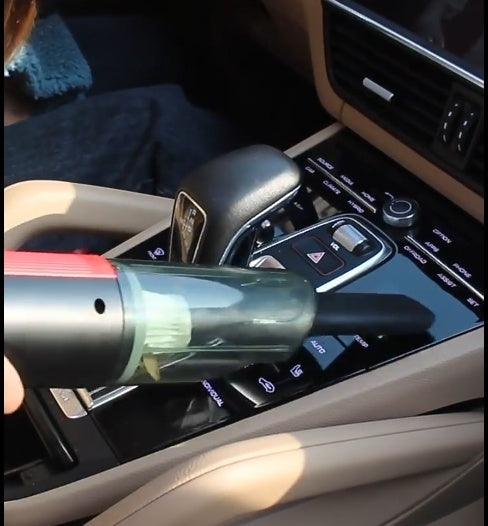 Wired 12V car vacuum cleaner with strong suction and HEPA filter – red and silver