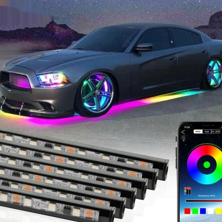 Flowing RGB underglow LED kit for car chassis