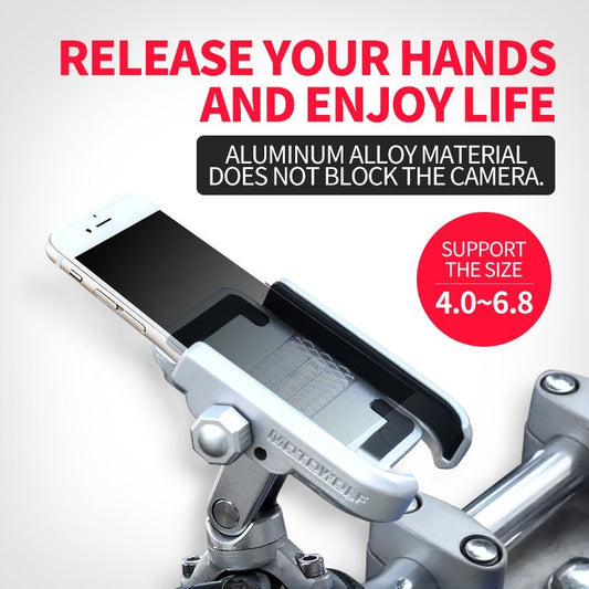 Aluminum Alloy Bicycle Phone Holder – Universal Handlebar Mount (Gold / Black)