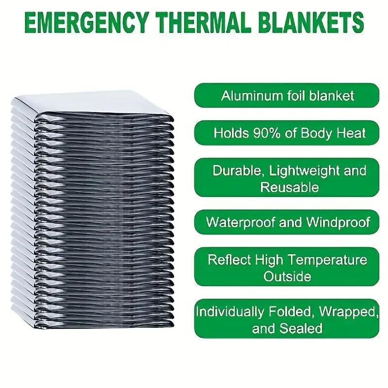 8-Pack Emergency Thermal Survival Blankets – Reflective Rainproof Silver Foil (130×210 cm)