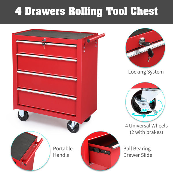 Steel Maintenance Tool Cart – 4-Drawer Mobile Bottom Cabinet with Wheels