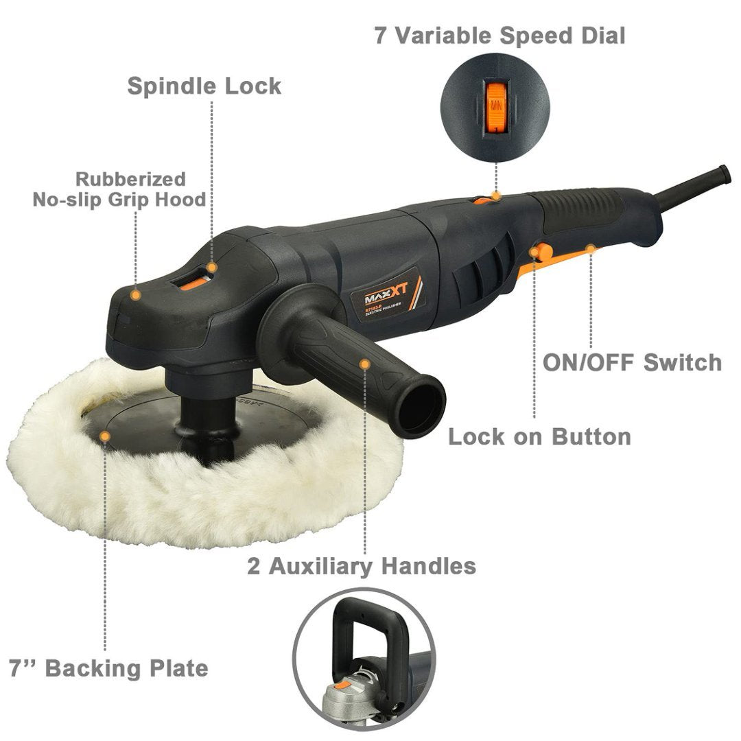 7-Inch Variable Speed Car Buffer & Polisher – 10A Rotary Detailing Machine with Full Accessories Kit