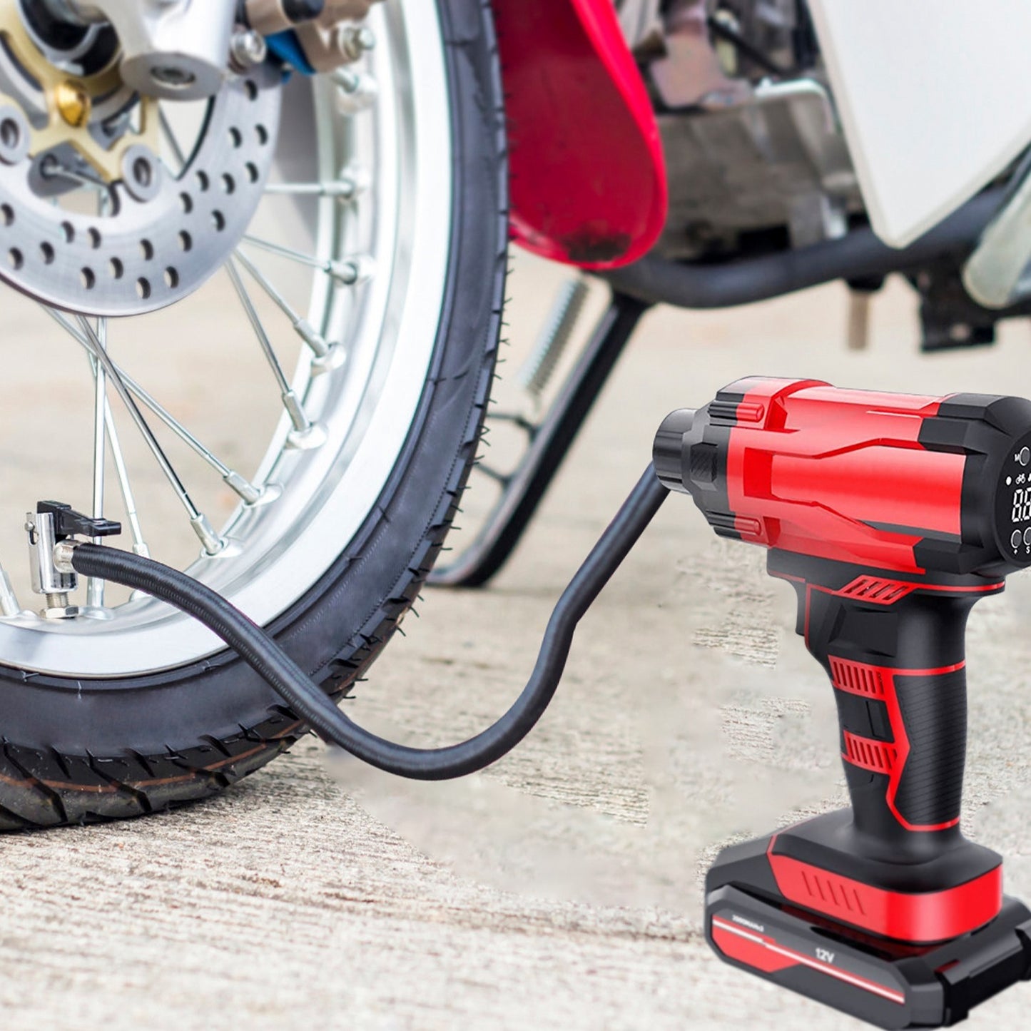 150PSI Cordless Car Tire Inflator – Portable Rechargeable Air Compressor with LED Light and Digital Display