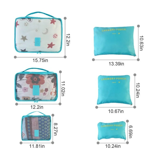 9-Piece Travel Clothes Storage & Packing Organizer Set – Blue