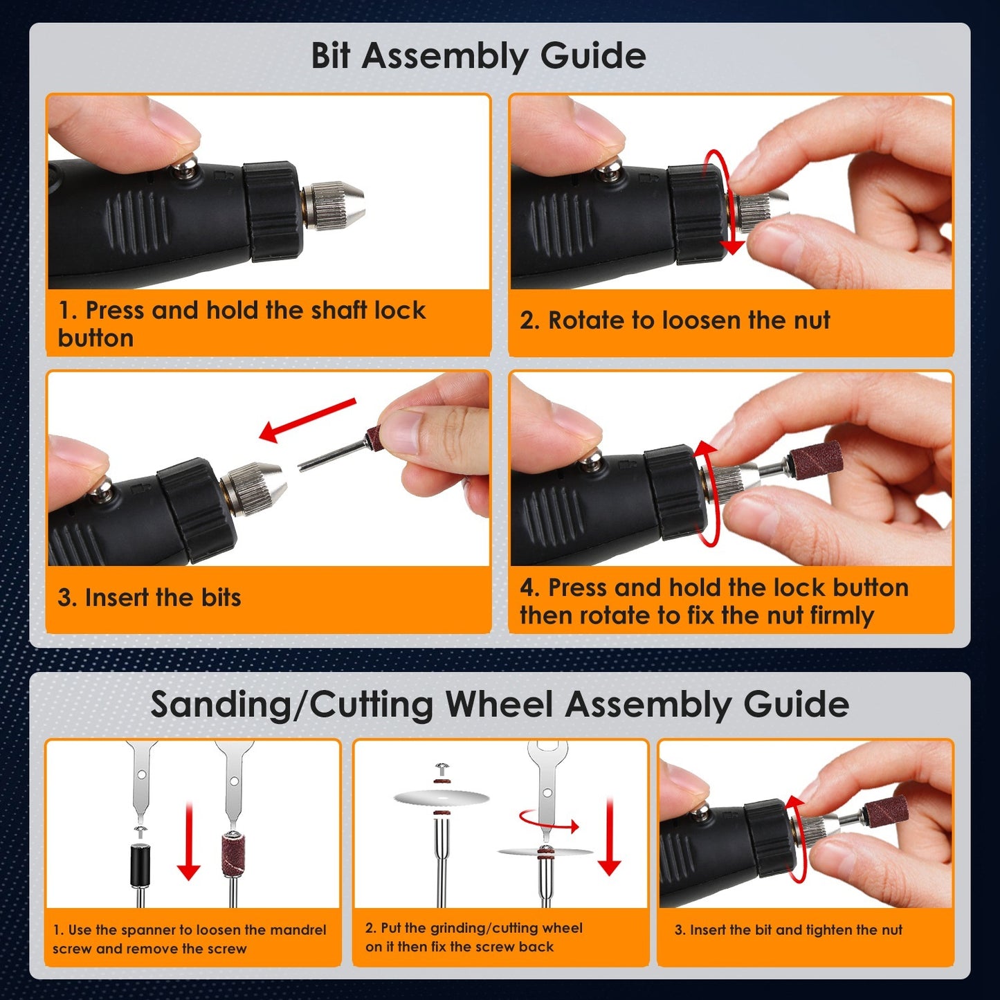 186-Piece Mini Rotary Tool Kit – 150W Electric Engraver, Sander, Grinder & Drill with 5 Speeds
