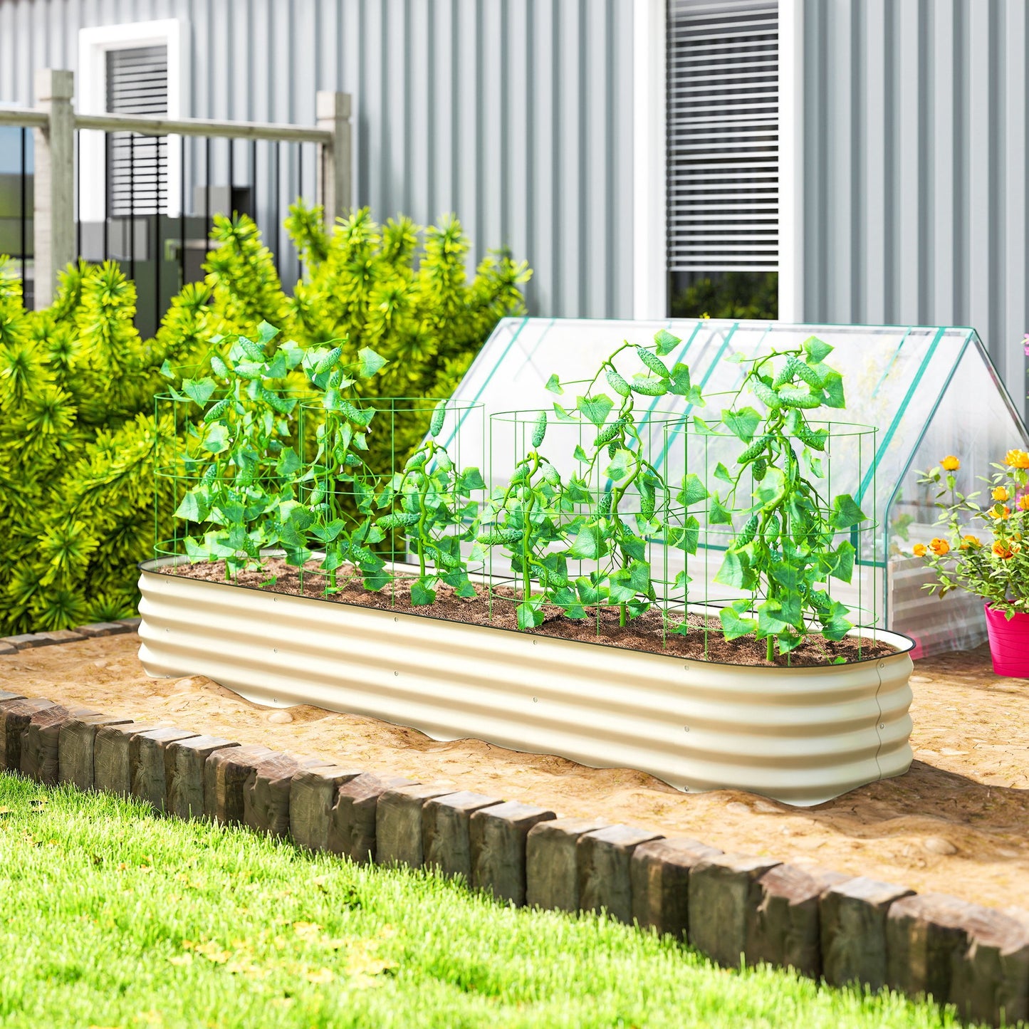 7.9 ft Galvanized Raised Garden Bed – Heavy-Duty Outdoor Planter Box (Open-Bottom Design)