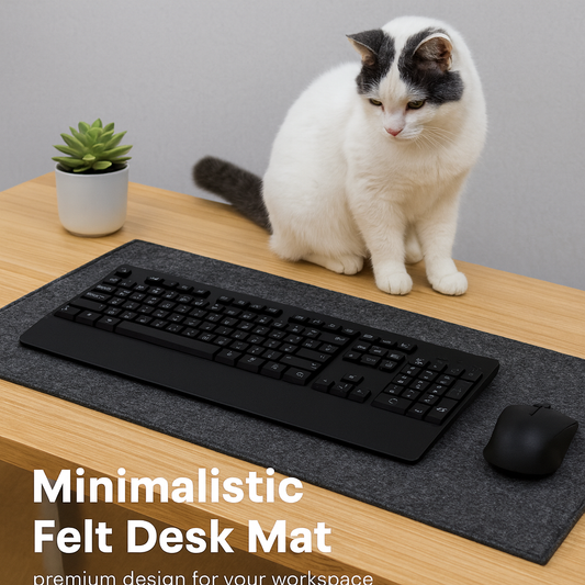 Minimalistic Felt Desk Pad – Non-Slip Soft Wool Felt Desk Mat for Keyboard, Mouse & Laptop (80 × 40 cm, Black)