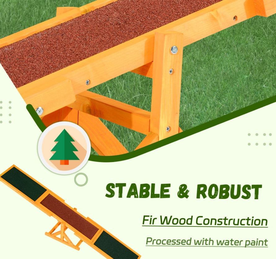 Wooden Dog Agility Seesaw – Weather-Resistant Training & Exercise Equipment (71")