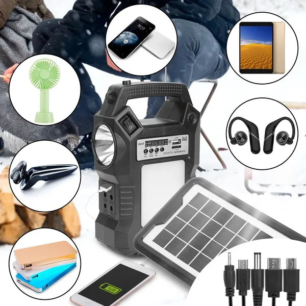 Solar Power Station Kit – Portable Rechargeable Backup with LED Bulbs, Flashlight & Solar Panel