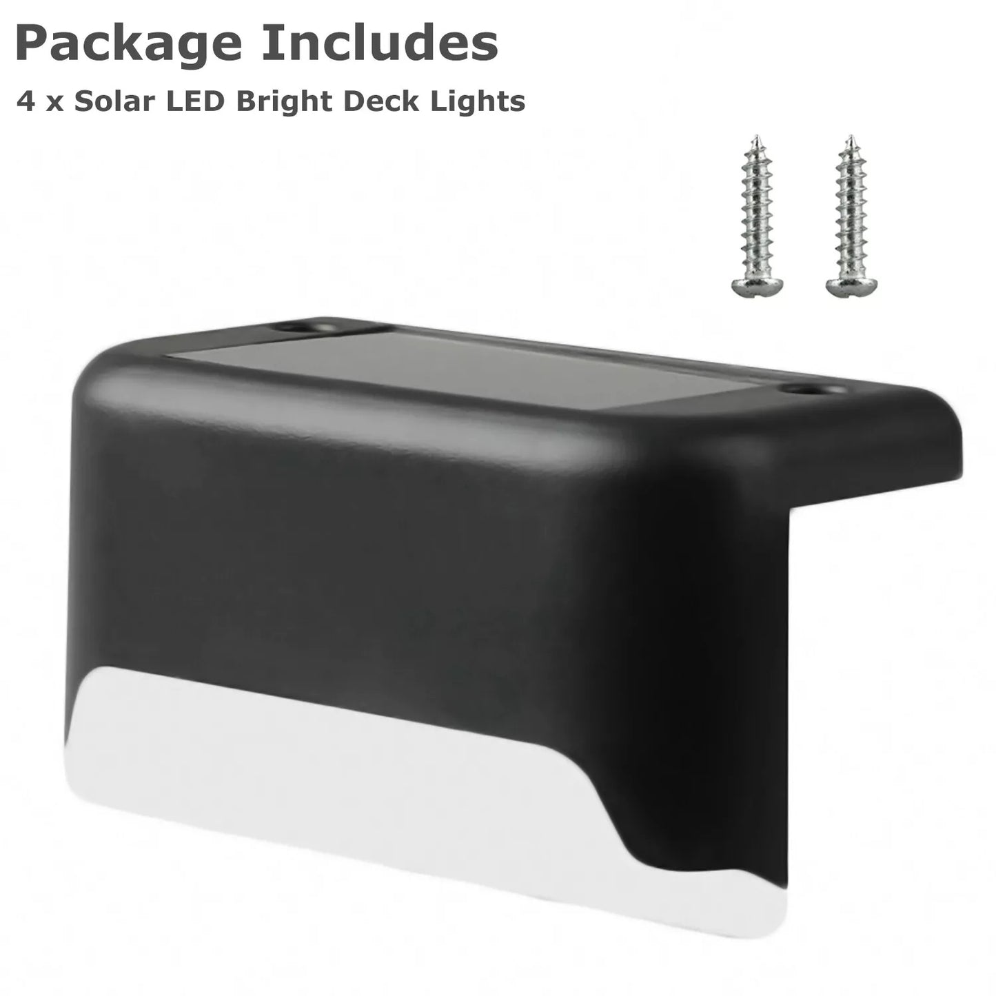 Solar LED Deck Lights – 4-Pack | Outdoor Stair & Patio Lighting (Warm White)