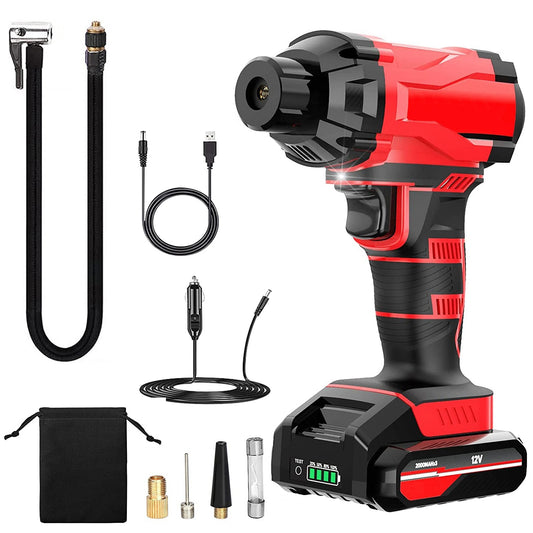 150PSI Cordless Car Tire Inflator – Portable Rechargeable Air Compressor with LED Light and Digital Display