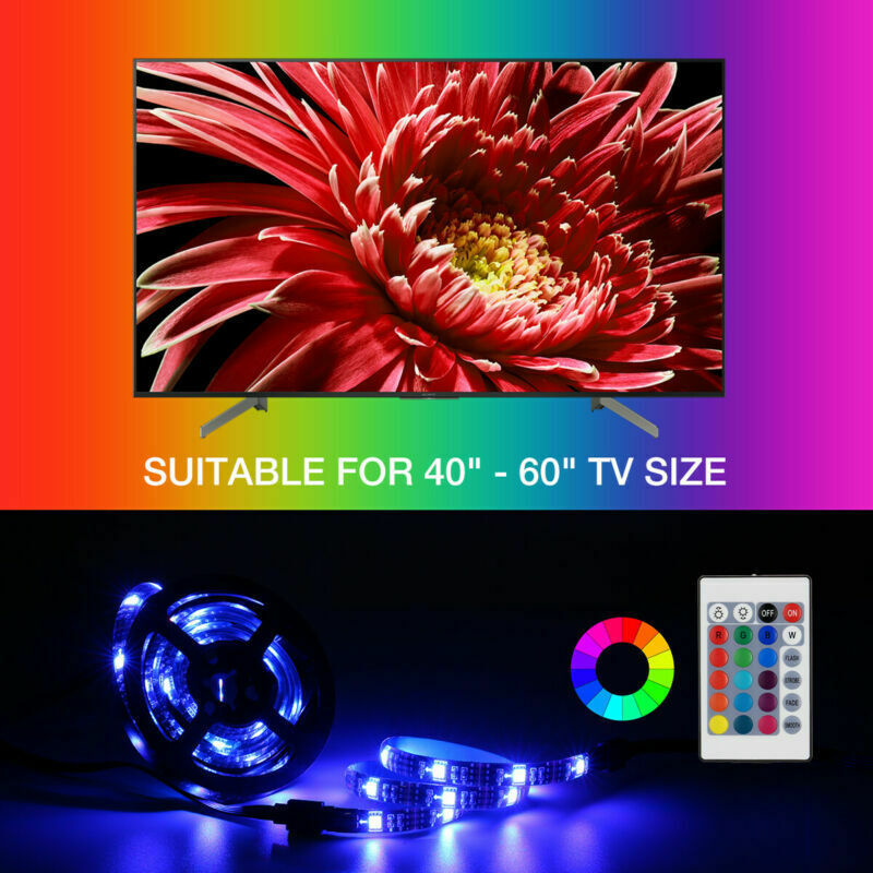 USB RGB LED TV Backlight Strip (4×50cm) — Remote Control — Eye Comfort Bias Lighting — Fits 40''–60'' TVs