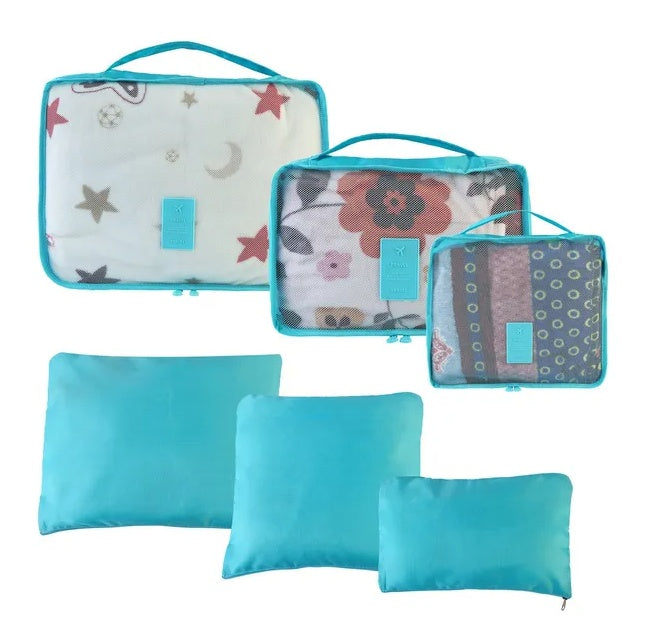 9-Piece Travel Clothes Storage & Packing Organizer Set – Blue