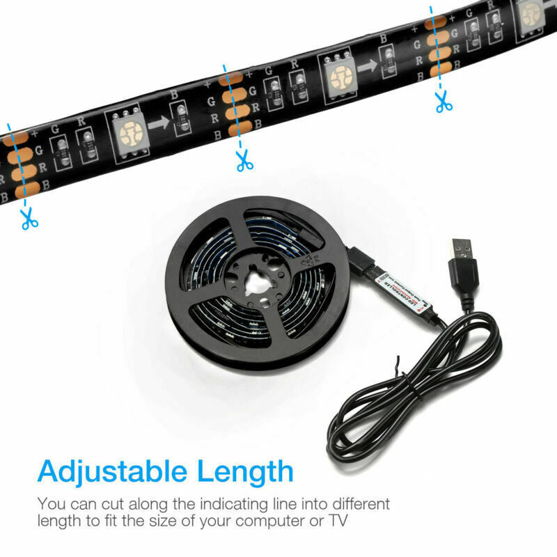 USB RGB LED TV Backlight Strip (4×50cm) — Remote Control — Eye Comfort Bias Lighting — Fits 40''–60'' TVs