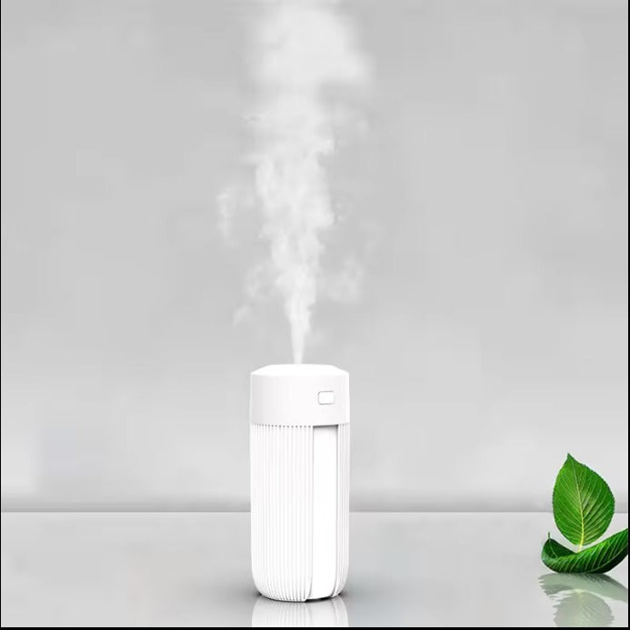 White 220ml air humidifier with colorful LED lights, compact and USB powered