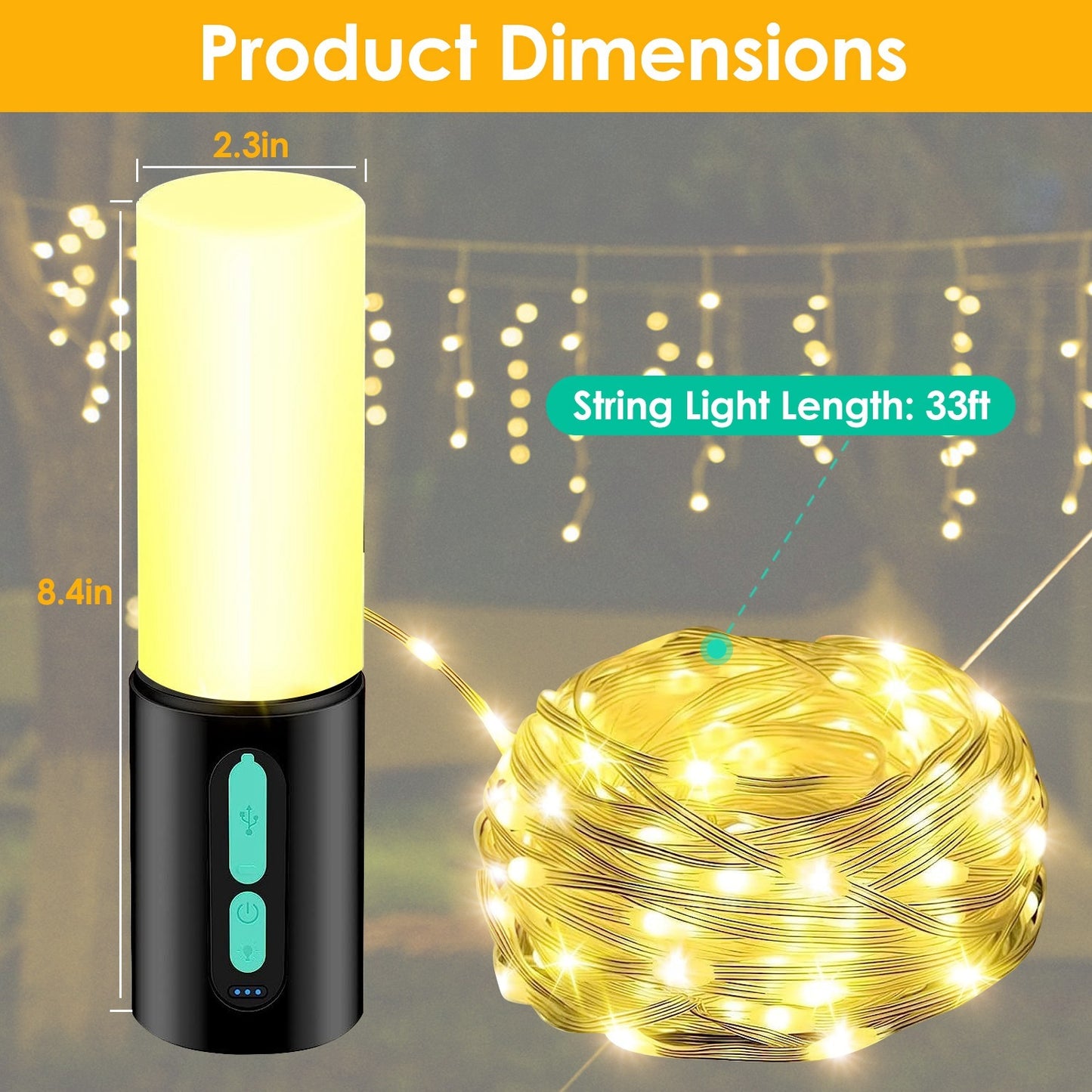 4-in-1 Rechargeable Camping String Light – Lantern + Flashlight + String Light + Power Bank