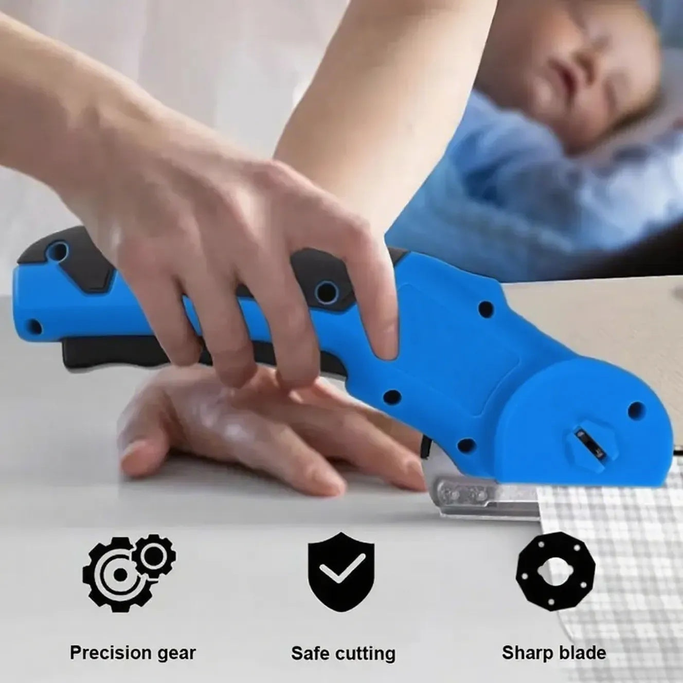 Electric rotary cutter for fabric and leather