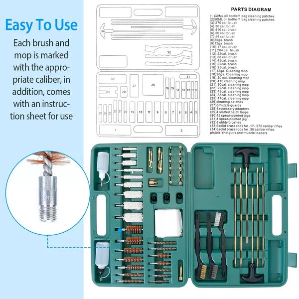 Universal Gun Cleaning Kit – Precision Brushes, Mops & Cleaning Rods in Carry Case