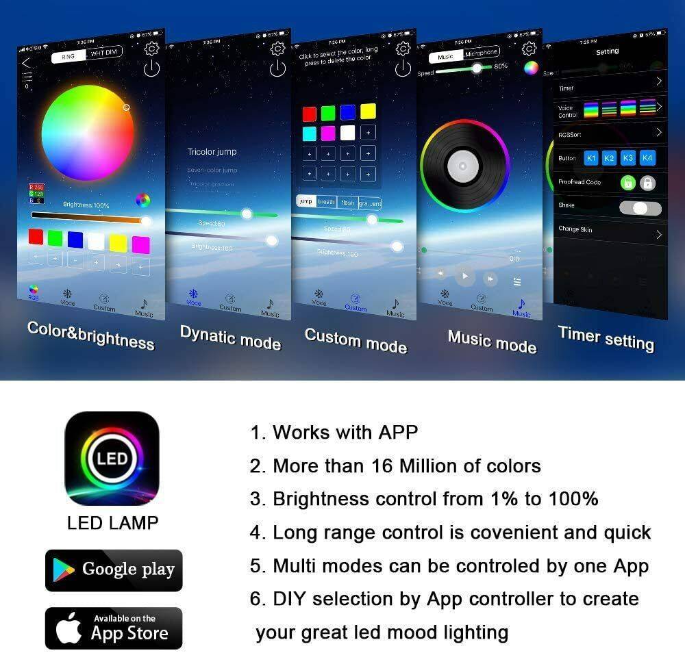 Car LED Underglow Neon Kit – RGB+ Music Sync + Smart Brake (6-Piece, App Control, IP68)