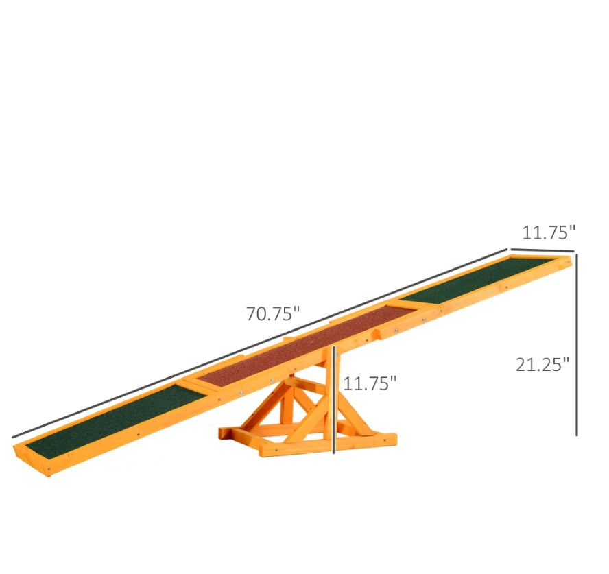Wooden Dog Agility Seesaw – Weather-Resistant Training & Exercise Equipment (71")