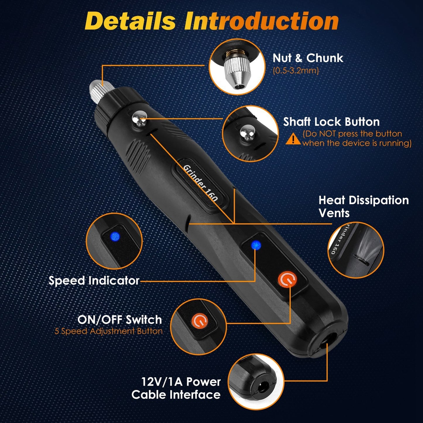 186-Piece Mini Rotary Tool Kit – 150W Electric Engraver, Sander, Grinder & Drill with 5 Speeds