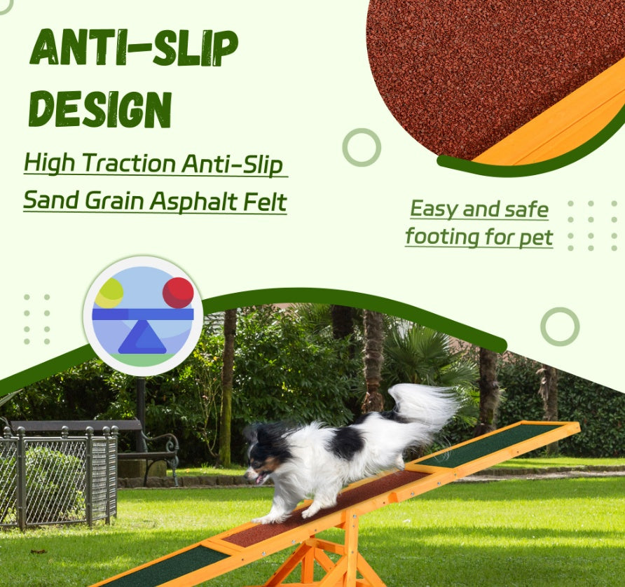 Wooden Dog Agility Seesaw – Weather-Resistant Training & Exercise Equipment (71")