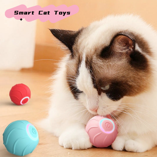 Smart Automatic Bouncing Cat Ball – USB Self-Teasing Interactive Toy for Cats & Kittens (Blue / Pink / Red)
