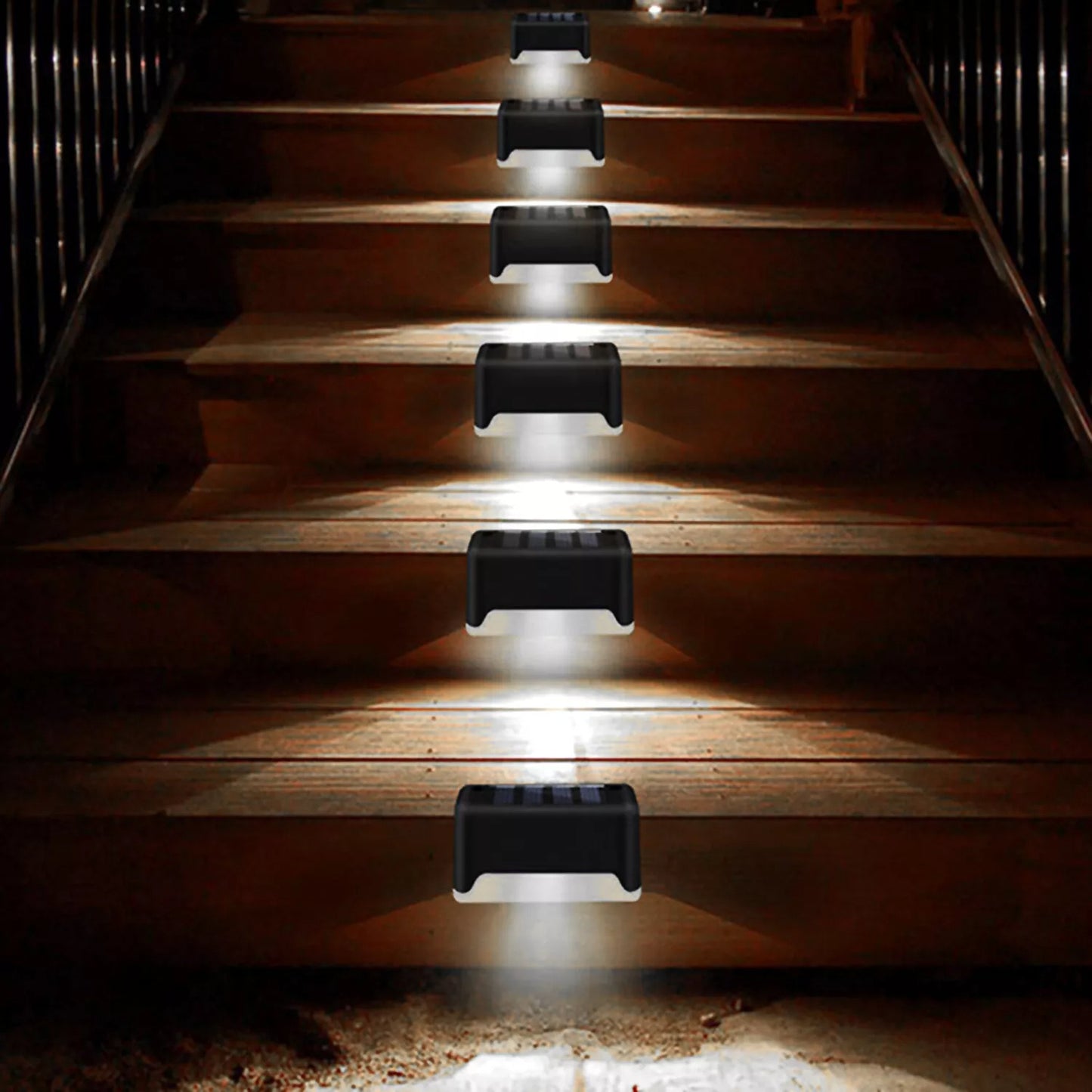 Solar LED Deck Lights – 4-Pack | Outdoor Stair & Patio Lighting (Warm White)