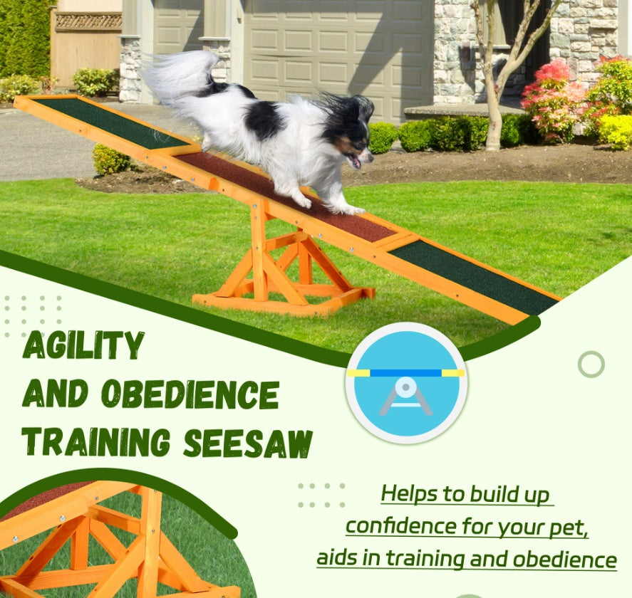 Wooden Dog Agility Seesaw – Weather-Resistant Training & Exercise Equipment (71")