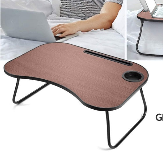 Portable Laptop Bed Desk – Foldable Lap Desk with Cup Holder